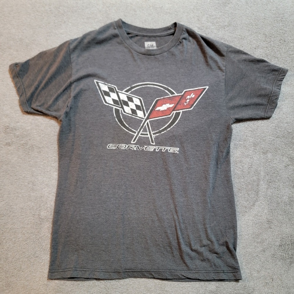 GM Corvette‎ Vintage Gray Short Sleeve T-Shirt Size M Officially Licensed
